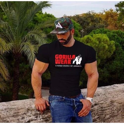 Men's Fitness Training Sports Loose T-Shirt Printed Fashion