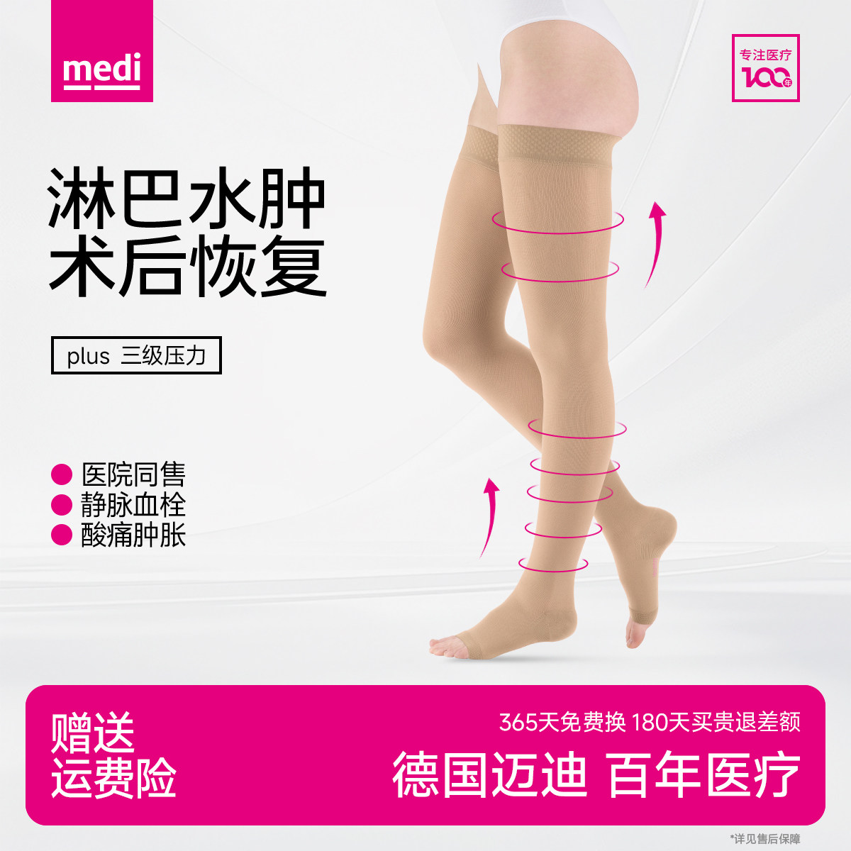 德国进口迈迪医用三级压力下肢袜淋巴水肿手术后专用弹力袜治疗型