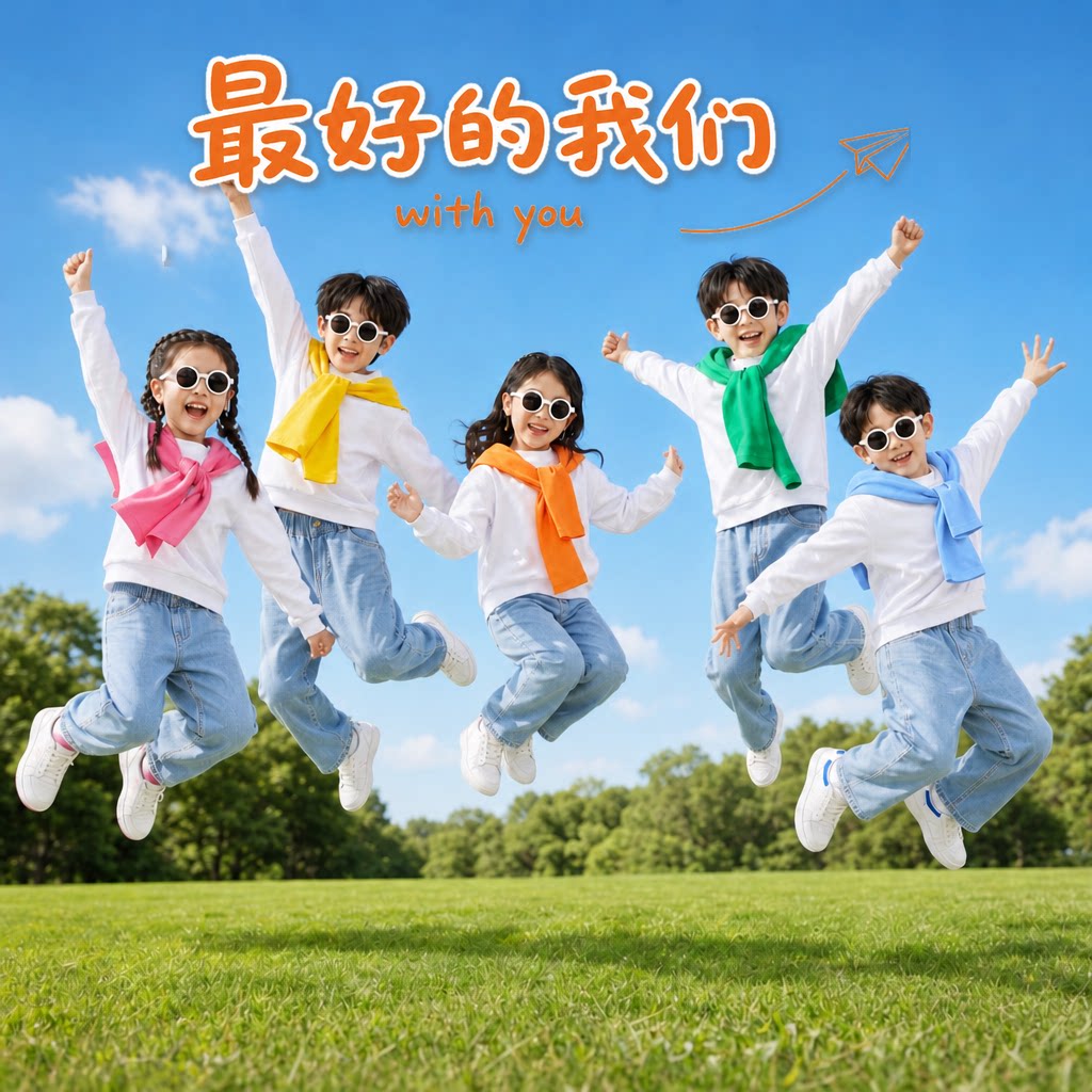 儿童啦啦队演出服小学生合唱团多巴胺幼儿园糖果色披肩运动会班服