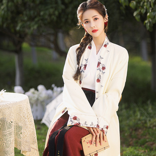 原创宋制汉服女中国风交领齐腰改良汉元素秋冬旋裙全套日常通勤