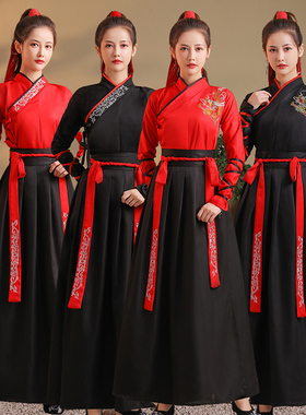 武侠古装情侣晓的舞蹈汉服男女运动会中国风学生毕业照班服演出服