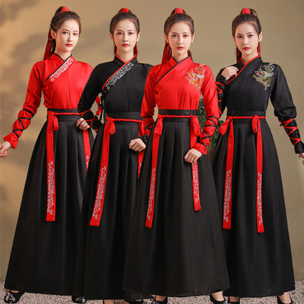 武侠古装情侣晓的舞蹈汉服男女运动会中国风学生毕业照班服演出服