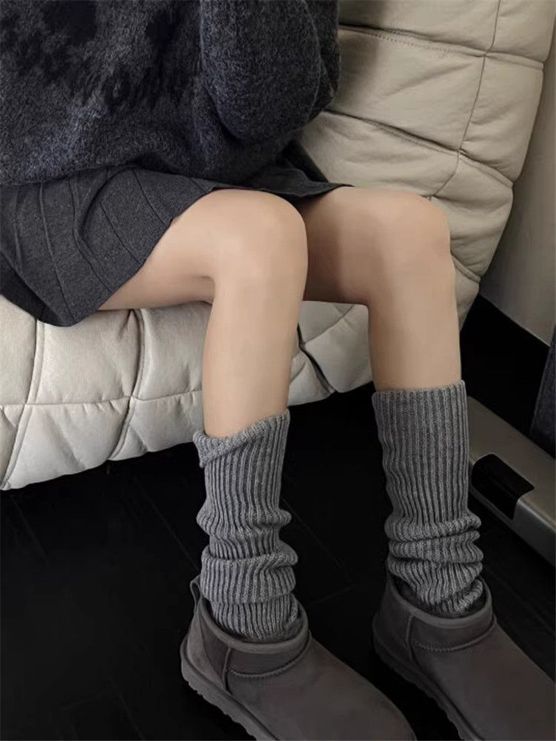 "伤感总在深夜"性冷淡灰色高级敢小腿及膝竖条可堆堆踩脚