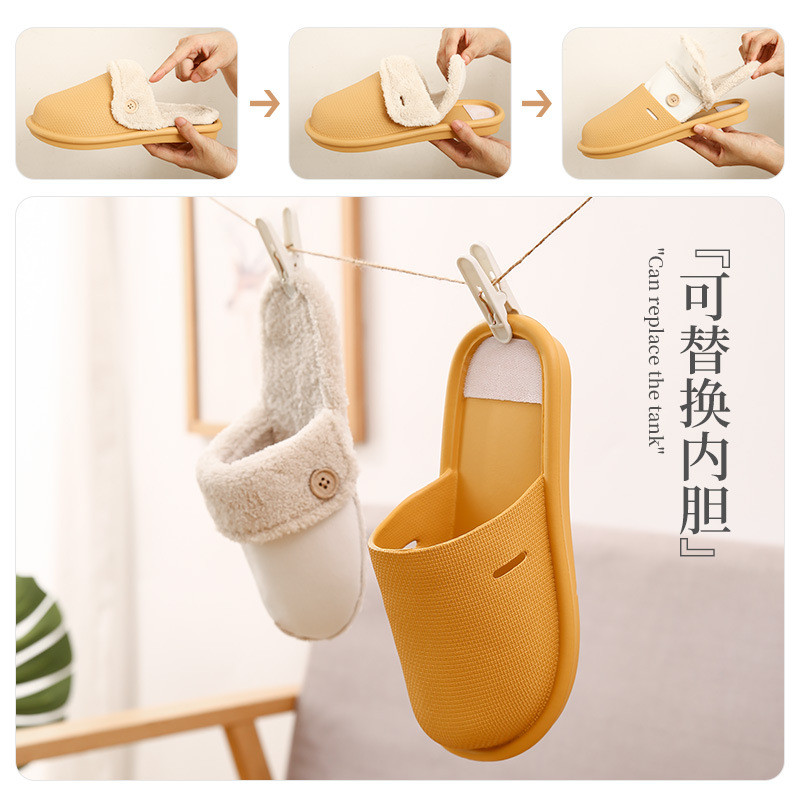 可拆卸棉拖鞋防水外穿棉鞋可换洗
