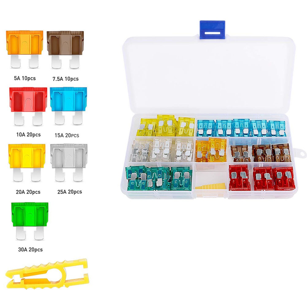 跨境批发120PCS盒装中号汽车摩托车保险丝插片5-30A锌片/铝片套件