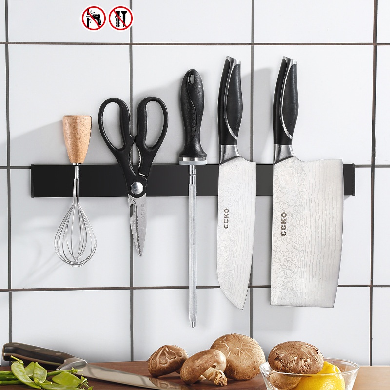 304不锈钢磁铁厨房用品磁性强磁吸刀架置物架免打孔壁挂式收纳架