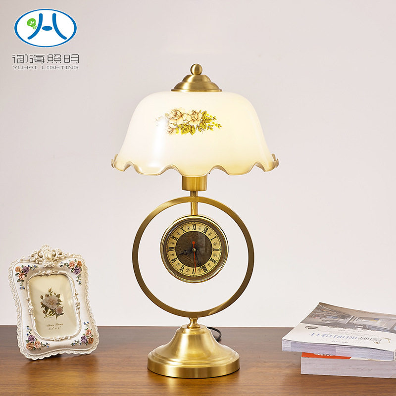 新中式复古怀旧风卧室台灯民国风格书房客厅带钟表装饰床头柜灯,家装灯饰光源,装饰台灯,淘宝优惠券,粉丝福利购,淘宝优惠卷