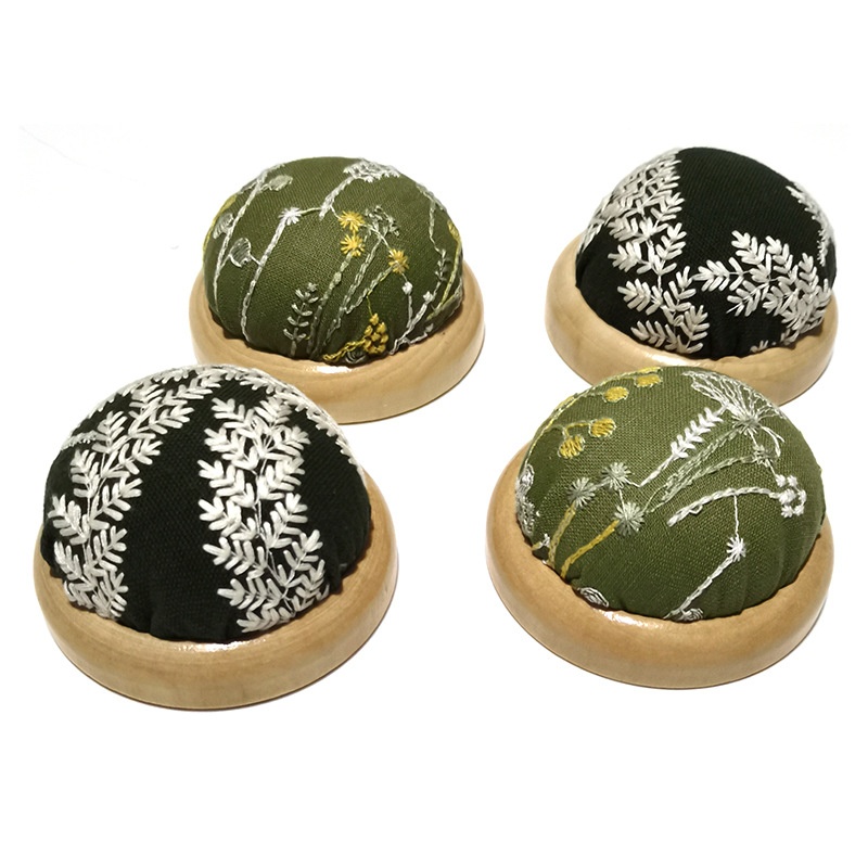 跨境绣花木底针插 针扎田园复古风针垫插针包十字绣缝纫工具E631