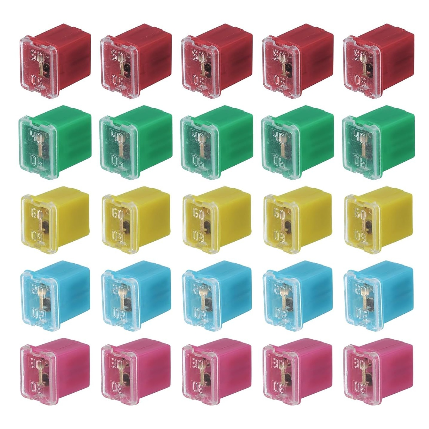 跨境批发 60pcs 盒装 短款盒状保险丝（20A 30A 40A 50A 60A）