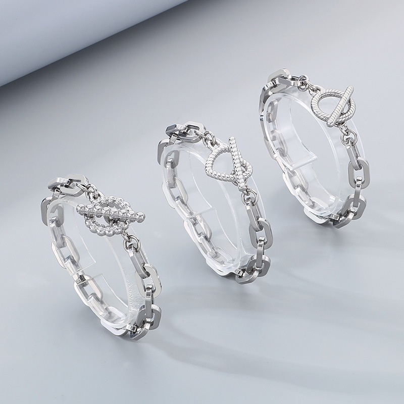 时尚钛钢工业风小众设计回型手链骷髅头扣子个性OT扣手链潮男配饰