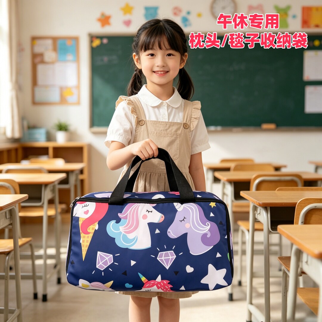 午睡枕收纳袋小学生衣服儿童小毯子抱枕午休被子幼儿园枕头手提袋