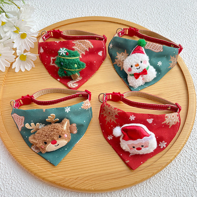 25 Christmas New Pet Triangle Scarf Collar Cute Cat Christma