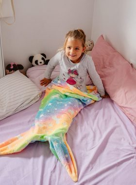 Mermaid Tail Blanket Sleeping Bag Soft Flannel Wrap Glow