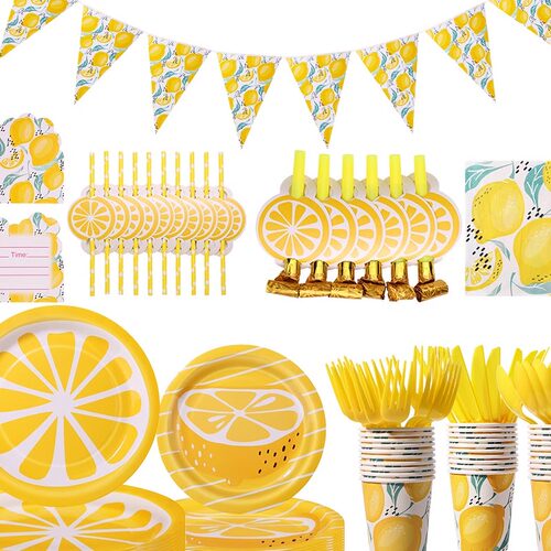 Fruit themed disposable plates  tissues birthday party set