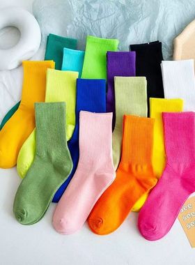 Heaps of socks Wicking sweat mid-tube socks candy color