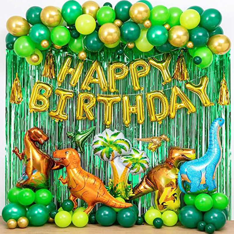 appy birthday balloons foil curtains dino themed party favor