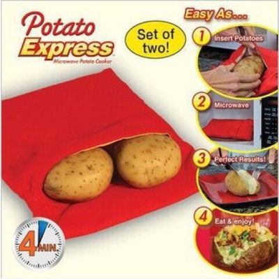 Microwave Potato Bag Cooker Perfect 4 Minutes Red Baked Pouc
