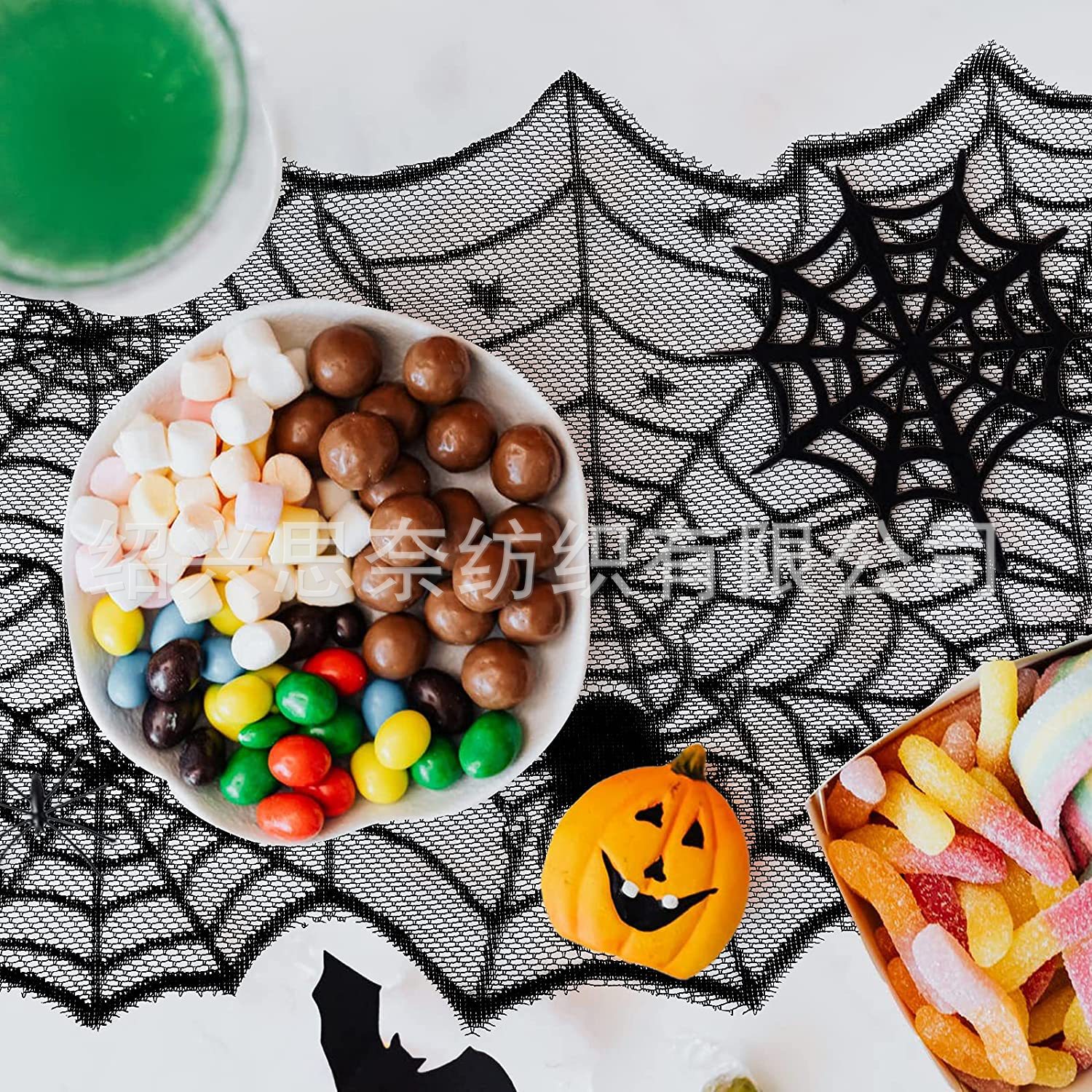 Halloween spider web table flag round tablecloth placemat