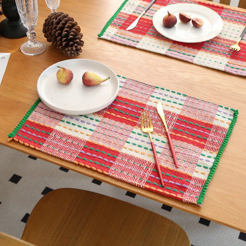 Nordic ins style linen solid color dining mat A table mat