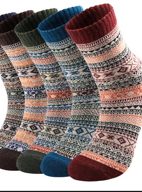 5 Pairs Women's Autumn Winter Wool Socks Warm Soft Mid