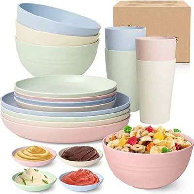 Wheat Straw -Piece Boxed Bowl Dish Plate Cup Tableware Set