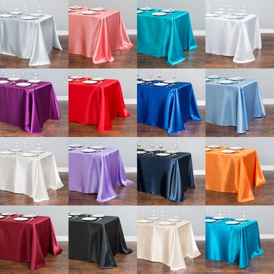White Satin Table Cloth cmxcm Rectangle Table Cover WholeSa