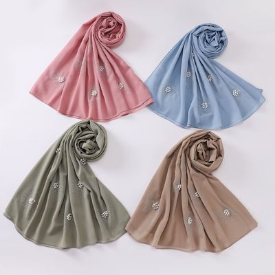 Flower Hot Diamond Scarf Chiffon Muslim Scarf Middle Eastern