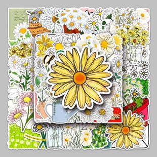 50 small daisy flowers and plants cartoon luggage stickers