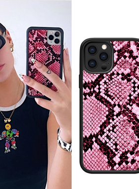 iPhone13欧美ins风xrs紫色蛇皮纹手机壳8plus适用苹果14promax潮【2253】