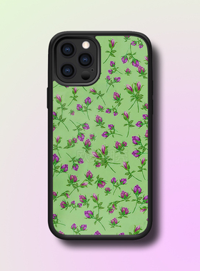 欧美风新款绿紫色小碎花手机壳适用苹果16promax防摔15plus保护套少女心14pro/13/12