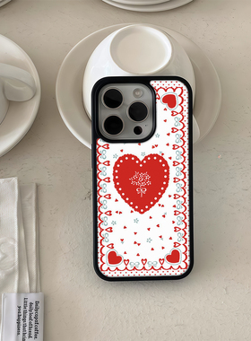 红色爱心wf新款16pro手机壳少女心15plus适用苹果14promax防摔3/12保护套时尚17air