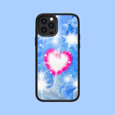 欧美风新款天空的幻想爱心红适用苹果13pro/14Plus手机壳防摔iPhone15promax保护套