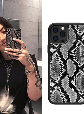 欧美ins风灰色蛇皮纹手机壳适用苹果iPhone678plus/112proxrsmax