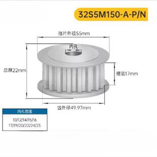 两面平同步轮 32S5M150 槽宽17 同步皮带轮型新款 AF型 S5M32齿