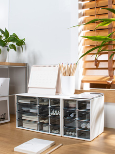 台式抽屉式收纳箱学生书桌杂项收纳箱办公文具多层隔间收纳柜