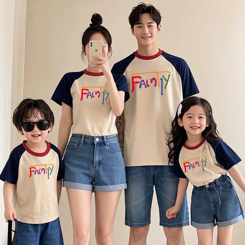 2026新款夏季新品夏季全家装短袖一家三四口口母子母女装高端纯棉