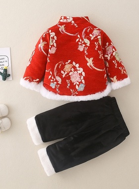 2025新款婴幼童拜年服分体套装女童中国风刺绣两件套宝宝加绒