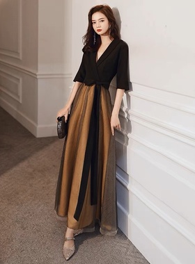 2025新款黑色晚礼服裙女宴会轻奢高端连衣裙平时可穿冬季大合