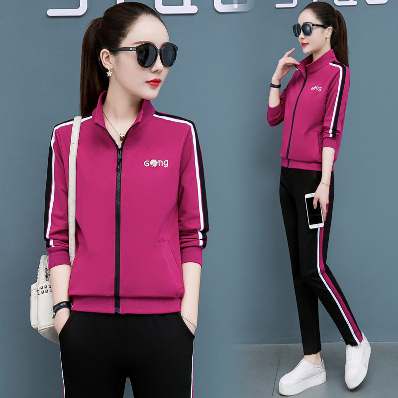 2026新款高含棉女士卫衣休闲运动套装女韩版大码女装拉链开衫