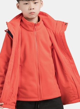 2025新款户外三合一冲锋衣儿童两件套保暖透气中小学校服加厚