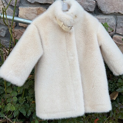 2025新款儿童仿皮草女童皮毛一体宝宝麂皮绒外套中长款男童一