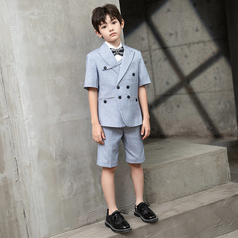 2026新款儿童西装套装男短袖小西服花童男童礼服男孩中小童演出服