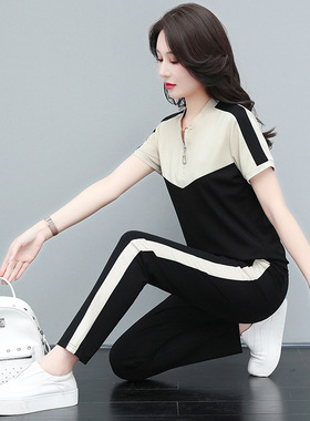 2026新款运动套装女夏季洋气显瘦减龄短袖中年妈妈广场舞休闲