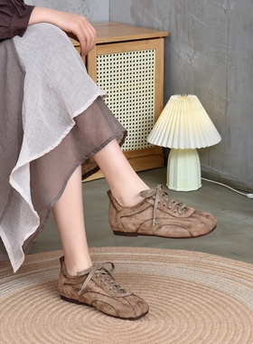 2025新款广州龍林秋季新潮真皮手工复古时尚百搭休闲单鞋女高