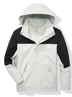 2025新款杜邦四防冲锋衣女三合一通用徒步攀岩可拆两件套加绒