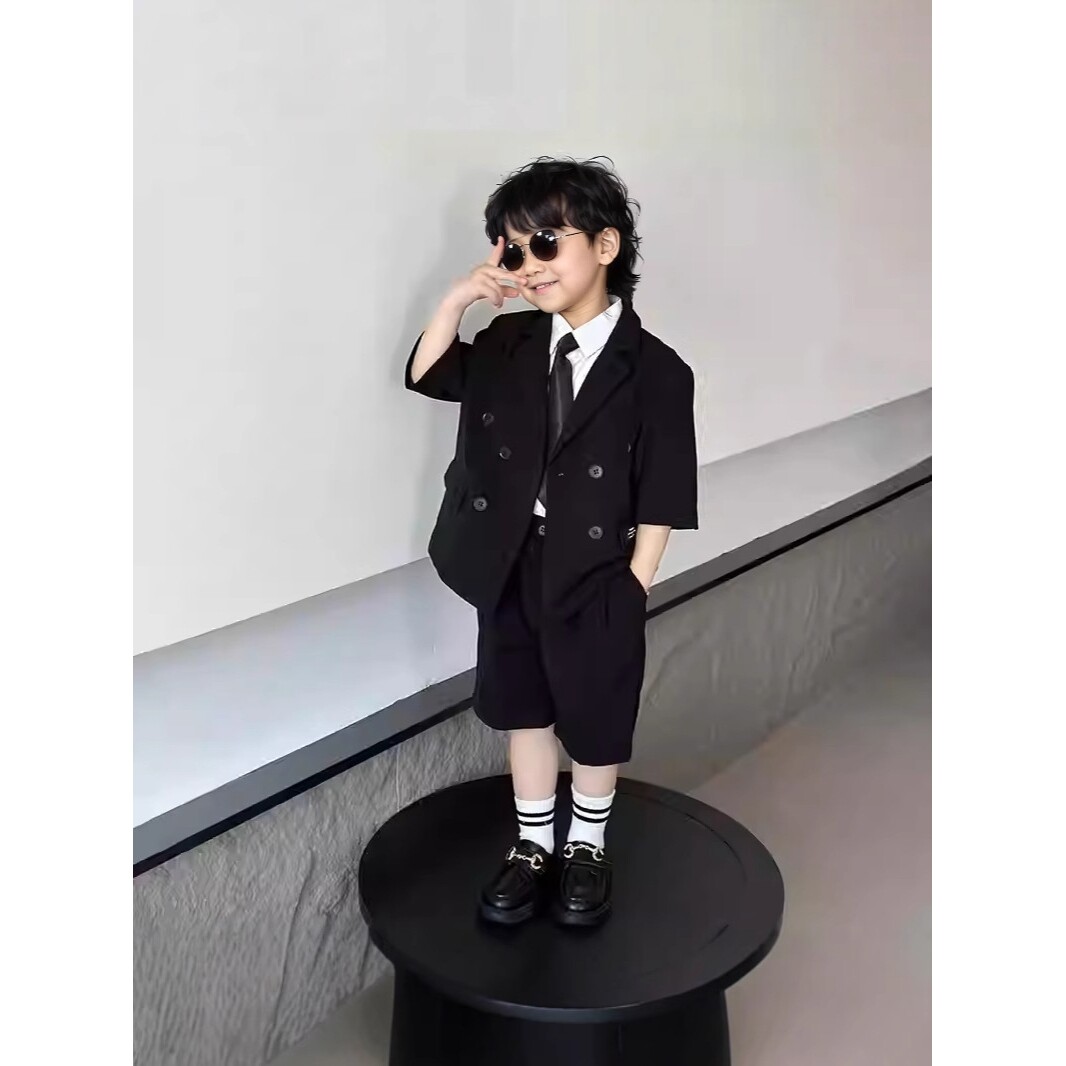 2026新款儿童西装套装夏季男童礼服英伦马甲主持人帅气结婚演出花