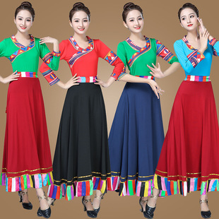 2026新款藏族舞蹈演出服装少数民族西藏长裙广场舞表演服女成