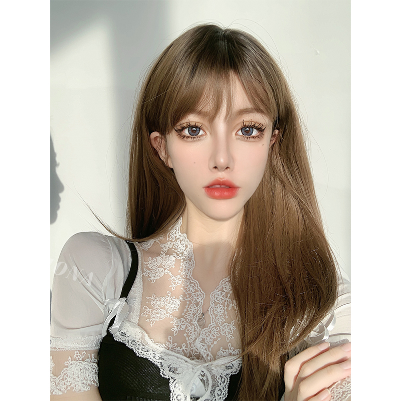 菲奥娜假发头顶染黑棕色可扎全