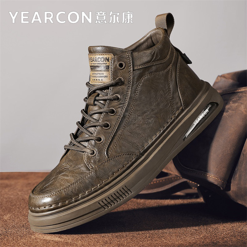 意尔康高帮男鞋春秋季2026新款切尔西马丁靴男士皮鞋休闲工装鞋子