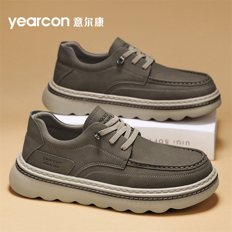 意尔康男鞋2025新款秋冬季男士低帮皮鞋厚底增高休闲百搭商务鞋潮
